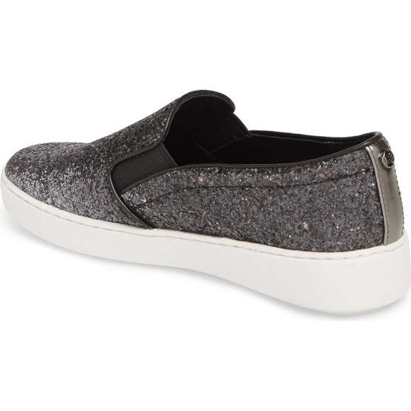 MICHAEL KORS KEATON  SNEAKERS GLITTER GUNMETAL NWT - Picture 4 of 8